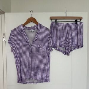 Purple Gingham Pajama Short Set